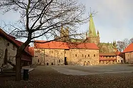 The castle with the Nidaros cathedral in the background