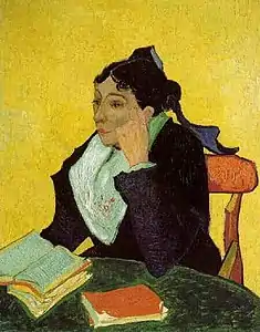 L'Arlésienne: Madame Ginoux with books. Oil on canvas, 91.5 x 73.7 cm, Metropolitan Museum of Art, New York