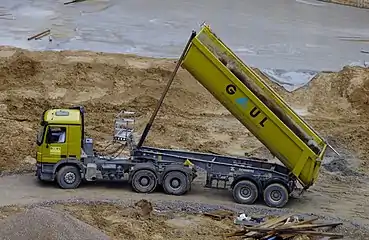 A 6×4 semi-tractor with two-axle trailer dump truck