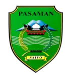 Former emblem of Pasaman Regency (1981–2012). With the creation of new West Pasaman Regency from its territory this logo was deemed not reflecting the current reality and replaced.