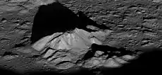 Central peak complex of crater Tycho, taken at sunrise by the Lunar Reconnaissance Orbiter in 2011.