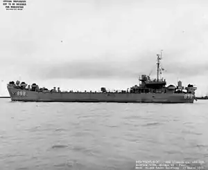 USS Lincoln County (LST-898) off Mare Island Naval Shipyard, 15 March 1957