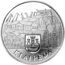 The arms on the Litas commemorative coin dedicated to Klaipėda city in 2002