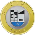 Coat of arms of Neringa city, commemorated on 2 litai coin in 2012