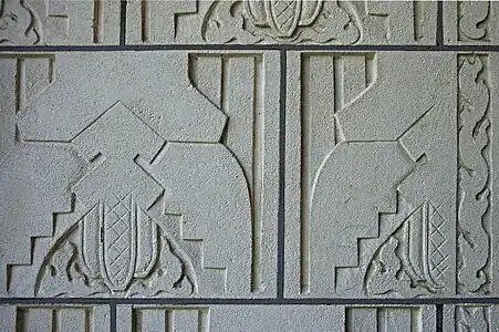 Crematorium (1908–10), pine cone sculpted detail