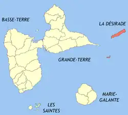 Location of the commune (in red) within Guadeloupe