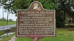 LaBranche Plantation Dependency historical marker