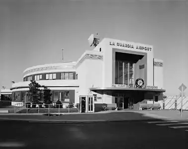 The Marine Air Terminal at La Guardia Airport (1937) was New York City's terminal for the flights of Pan Am Clipper flying boats to Europe