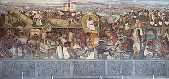 Mural of the Aztec market of Tlatelolco, Palacio Nacional, Mexico City