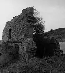 The ruins of Mission La Purísima Concepción, c. 1900.