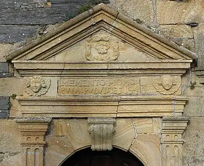 Pediment over ossuary entrance