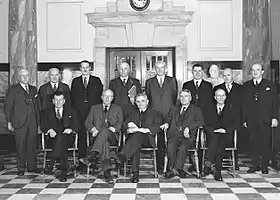 Image 18The 1935 Labour Cabinet. Michael Joseph Savage is seated in the front row, centre. (from History of New Zealand)