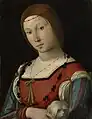 Portrait of a Lady with a Lapdog, Lorenzo Costa, Royal Collection Windsor Castle, c. 1500