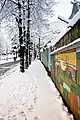 A sidewalk in lahijan after morning snow