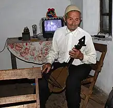 Performer of Albanian epic poetry (lahutar) in Shala.