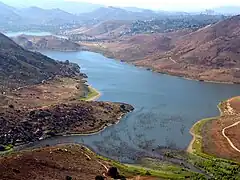 Aerial view of the lake looking toward the west