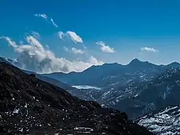 Lake as seen from the Nathu La-Gangtok Highway.