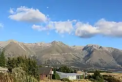 Lake Ohau Alpine Village in summer (with the Ohau Ski Field in the background; Feb 2018)