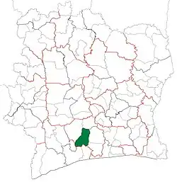 Location in Ivory Coast. Lakota Department has retained the same boundaries since its creation in 1980.