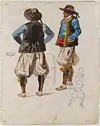 Study of the costume worn by a man of  Douarnenez. This work of 1843 can be seen in Marseille's Musée des civilisations de l'Europe et de la Méditerranée.