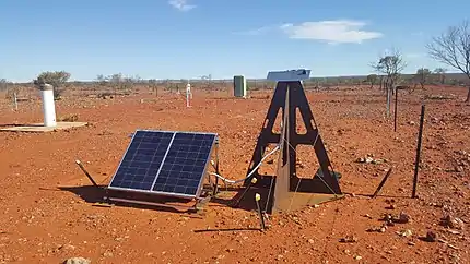 camera on stand with solar panels