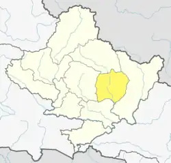 Location of Lamjung (dark yellow) in Gandaki Province