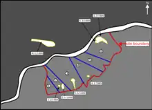 Sketch diagram showing the aerial photograph of Pat Heung in 1989 in Hong Kong. It shows how the yellow current landslides were identified within the red study area on the slopes of the natural terrain using interpretation techniques. A total of seven current landslides were identified. The numbers and years of occurrence are marked with the respective current landslides. (not in scale)