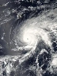 Satellite image of Hurricane Lane at Category 5 intensity on August 22