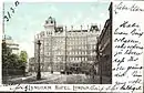 The old Langham Hotel in a picture-postcard ca. 1903.  Here, in 1955 in the BBC freelancers' room, Naipaul wrote the first story of Miguel Street.