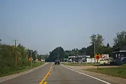 Looking north at downtown Langlade on WIS 55