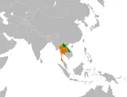 Map indicating locations of Laos and Thailand