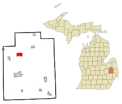 Location of Barnes Lake-Millers Lake CDP within Lapeer County, Michigan