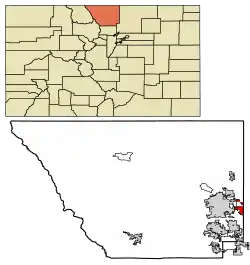 Location of Timnath in Larimer County, Colorado.