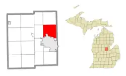 Location within Midland County and the state of Michigan