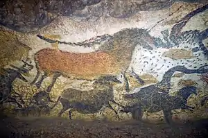 A horse painted on a cave wall