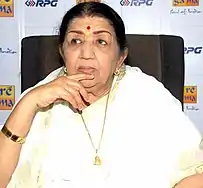 Lata Mangeshkar looking away from camera