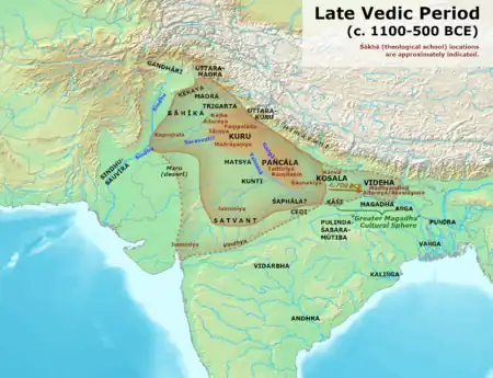 Physical map of late Vedic India