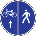 Segregated cycle and pedestrian path