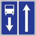 A road with a contraflow bus lane