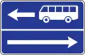 Exit to the road with a contraflow bus lane to the left