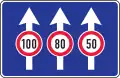 Maximum driving speed limit in lanes