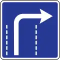 Driving direction in the lane (turn right)