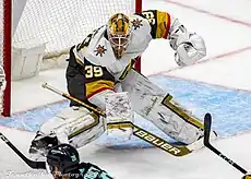 Goaltender Laurent Brossoit during a game against the Seattle Kraken in April 2023.