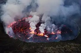 Image 29Lava lake at Mount Nyiragongo in the Democratic Republic of the Congo (from Volcanogenic lake)