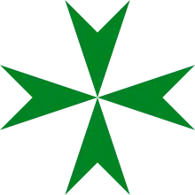 The green-enameled Maltese Cross of the Order of Saint Lazarus, founded c. 1119