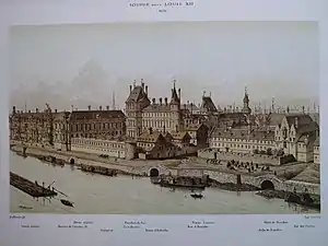 The Louvre in 1622 as reconstructed by Hoffbauer (ca.1880)