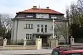 Unofficial coat of arms on the chancery of the Lebanese Embassy in Prague