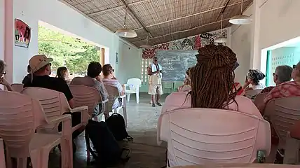 Director of Villa Karo Mr Kwassi Akpladokou giving a lecture to the visitors.