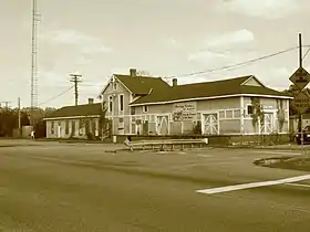 Lee Hall Depot in October 2007, early into its refurbishment and pre-relocation. The station is overgrown with foliage.