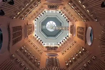 Royal Armouries Museum, Leeds: Looking up the main stairwell in the Hall of Steel